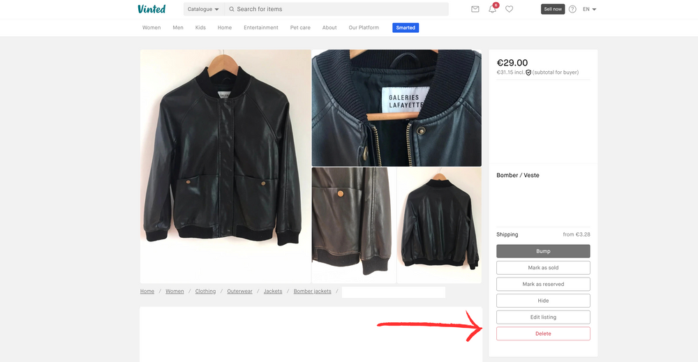 comment supprimer un article de la vente sur vinted